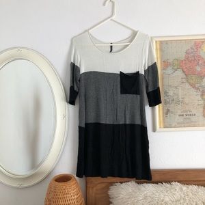 Black and white striped dress